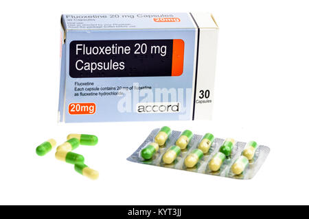 Fluoxetine tablets Antidepressiva zur Behandlung von Depressionen Stockfoto