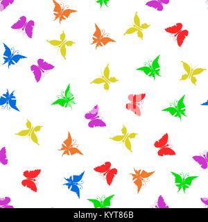 Bunte Schmetterling Silhouette nahtlose Muster Stockfoto