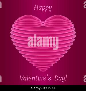 Stilvolle Valentine's 3D rosa Herz Form von dünnen halb durchsichtig ovale Platten. Kreative Vector Illustration Stock Vektor