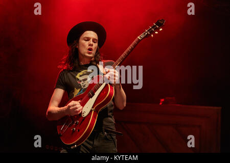 Der englische Sänger und Songwriter James Bay führt ein Live Konzert in Sentrum Scene in Oslo. Norwegen, 22.03 2016. Stockfoto