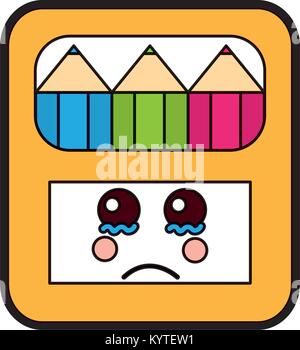 Buntstifte in Box kawaii Charakter Stock Vektor