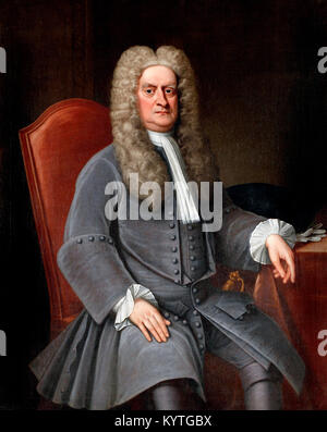 Sir Isaac Newton (1642-1727), Porträt der englische Physiker und Mathematiker, c. 1715-20 Stockfoto
