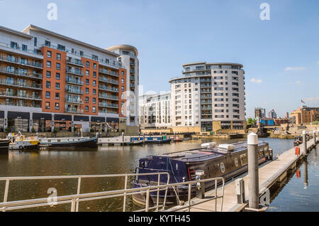 Clarence Dock in Leeds ist ein Einkaufs- und Freizeitziel im Zentrum von Leeds, West Yorkshire, England Stockfoto