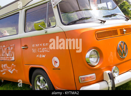 1970 s Orange VW Volkswagen Wohnmobil. Großbritannien Stockfoto