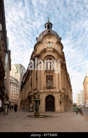 Die Santiago Stock Exchange Gebäude oder Bolsa de Comercio in Downtown. Stockfoto