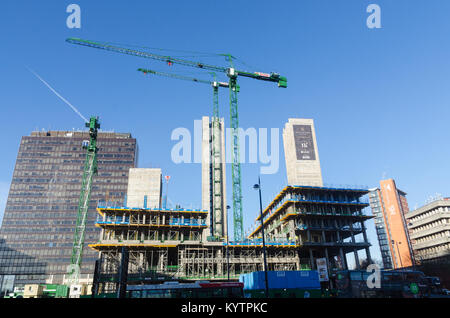 Bau von Exchange Square, einen neuen urbanen Dorf in der Eastside von Birmingham City Centre, bestehend aus Appartements und Restaurants Stockfoto