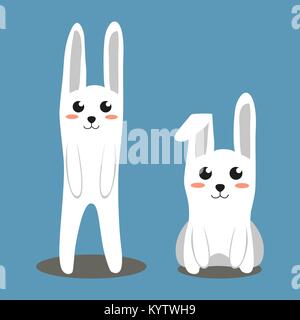 Zwei weiße Kaninchen buntes Plakat. Stock Vektor