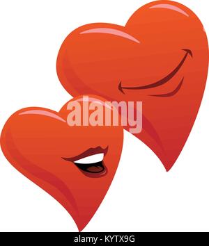 Süß lächelnd romantische Herzen Paar Cartoon Vector Illustration Stock Vektor