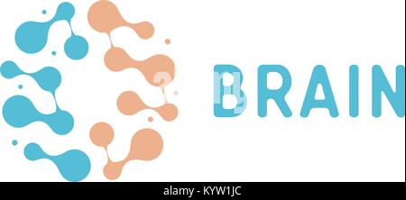 Neuronen und symapses Symbol. Menschliche Verbindungen im Gehirn. Neuronales Netzwerk, Speicher Atlas, minimal Design Vector Logo. Stock Vektor
