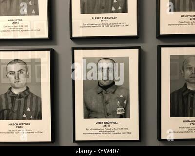 Porträts der Opfer des Holocaust in Auschwitz 1 Konzentrationslager in der Nähe von Krakau in Polen Stockfoto