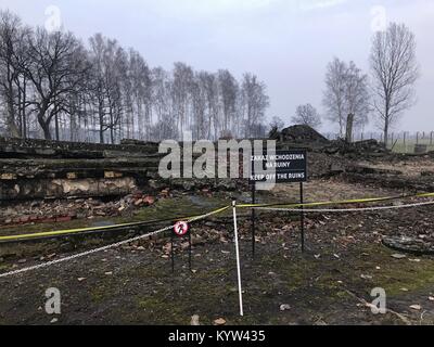 Bleibt der Gaskammer in Auschwitz Birkenau Konzentrationslager, Polen Stockfoto