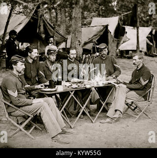 Bealeton, VA. Unteroffiziere Durcheinander von Co. D, 93d New York Infanterie Stockfoto