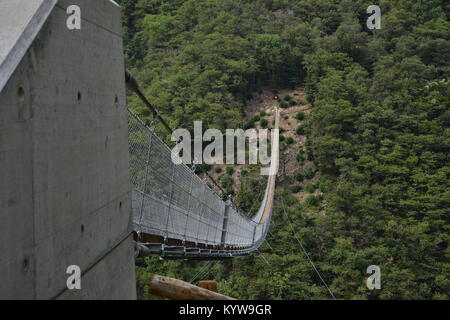 Ponte Tibetano Carasc, Bellinzona, Schweiz Stockfoto