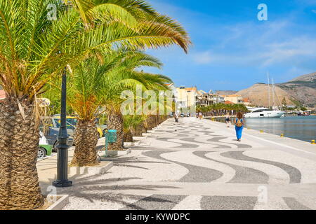 Promenade an der Stadt Argostoli, der Insel Kefalonia, Griechenland Stockfoto