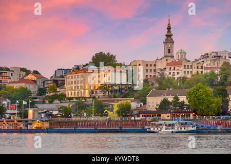 Abendlicher Blick in Belgrad, die Hauptstadt Serbiens Stockfoto