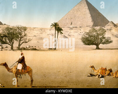 Ruhe-Beduinen und der großen Pyramide, Kairo, Ägypten Stockfoto