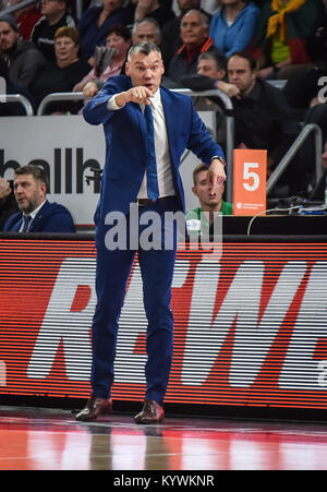 Bamberg, Deutschland. 16 Jan, 2018. Deutschland, Bamberg, Brose Arena, 16.01.2018, Basketball - Euroleague - Runde 18 - Brose Bamberg gegen Zalgiris Kaunas - Bild: Sarunas Jasikevicius (zalgiris Kaunas, Haupttrainer) Credit: Ryan Evans/Alamy leben Nachrichten Stockfoto