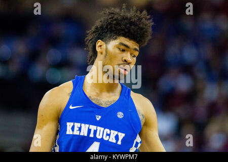 Columbia, SC, USA. 16 Jan, 2018. Kentucky Wildkatzen vorwärts Nick Richards (4) reagiert auf den Anruf in der sek Basketball matchup im Colonial Life Arena in Columbia, SC. (Scott Kinser/Cal Sport Media) Credit: Csm/Alamy leben Nachrichten Stockfoto