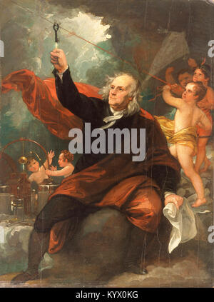 Benjamin Franklin Zeichnung Strom vom Himmel C. 1816. Benjamin Franklin, einer der Gründerväter der Vereinigten Staaten Stockfoto