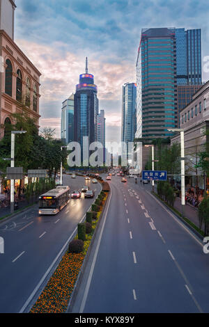 Nachtansicht von Chengdu, Sichuan Chunxi Road, Stockfoto