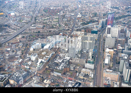 Ein Luftbild von Croydon Stadtmitte, South East England Großbritannien Stockfoto