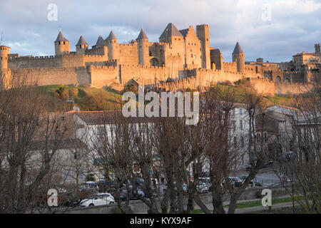 Fort, Schloss, Zitadelle, Zitieren, Stadt, mittelalterliche, Stadt, Carcassonne, Aude, Abteilung, Languedoc, Roussillon, Royal, Süden, von, Frankreich, Französisch, Europa, Europäischen, Stockfoto