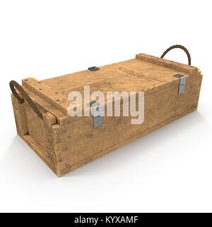 Militärische Box mit explosiven isoliert auf Weiss. 3D-Darstellung Stockfoto