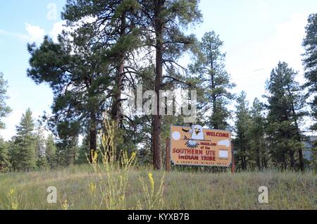 Die Willkommen zu den südlichen Ute american Indian reservation Colorado USA Stockfoto