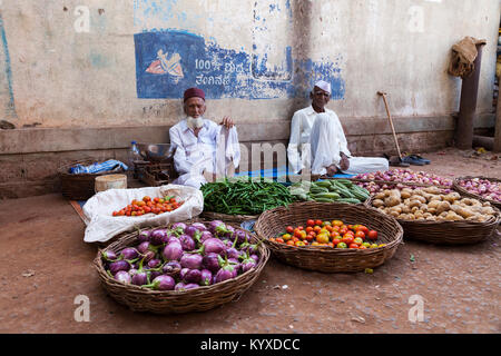 Indien, Karnataka,, Badami, Markt Stockfoto
