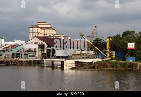 Brooke, die Werft am Sarawak River in Kuching. Stockfoto