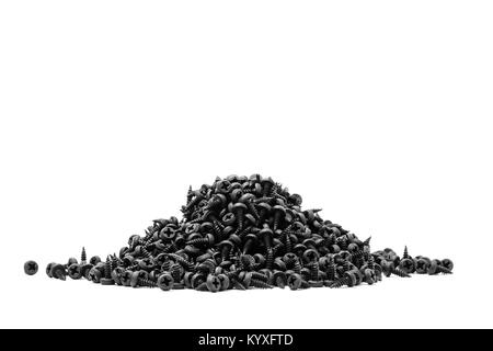 Gruppe von schwarzen Schrauben zur Befestigung metall Profile Stockfoto