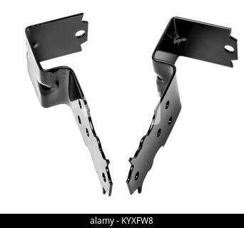 Black Metal Fixatoren, Unterstützung für Holzbalken Stockfoto