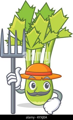 Landwirt Sellerie Charakter Cartoon Stil Stock Vektor