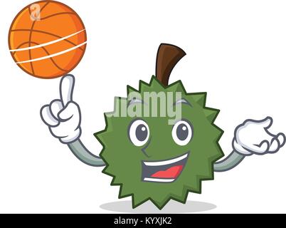 Mit basketball Durian Charakter Cartoon Stil Stock Vektor