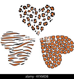 Vektor Herz Leopard, Tiger, Giraffe. Stock Vektor