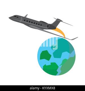 Flugzeug fliegen rund um den Globus Stock Vektor