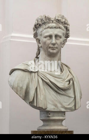 Neapel. Italien. Marmor portrait Büste des römischen Kaisers Claudius, Museo Archeologico Nazionale di Napoli. Neapel Nationalen Archäologischen Museum. Stockfoto