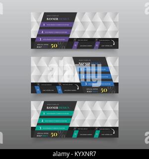 Diagonale Banner für Webseiten. Web Banner Design vorlage mit Text. Material Design Banner Creator, Hero Website. Editierbare Infografik Design Template Stock Vektor