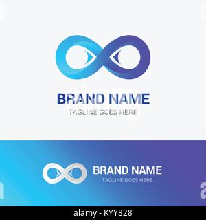 Infinity Logo template Element Symbol in blau leuchtenden Farben. Stock Vektor