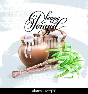 Happy Pongal Grußkarte Design zu South Indian Ernte festiv Stock Vektor