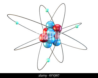 Beryllium Atom zeigt vier Elektronen umkreisen 4 Protonen und 5 Neutronen Stockfoto