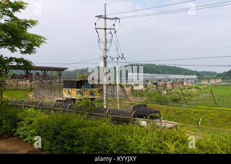 Suche in Nordkorea an der DMZ, koreanischen Demilitarisierten Zone, aus Südkorea Stockfoto