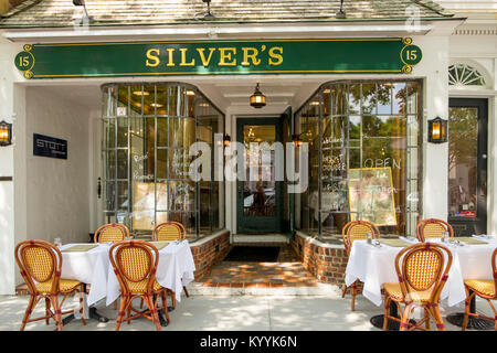 Long Island, versilbert Restaurant in Southampton, Dorf, die Hamptons, New York, USA Stockfoto