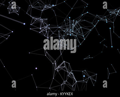 Abstrakte polygonalen mit Anschluss von Punkten und Linien. Verbindung wissenschaftlichen Hintergrund. 3D-Darstellung Stockfoto