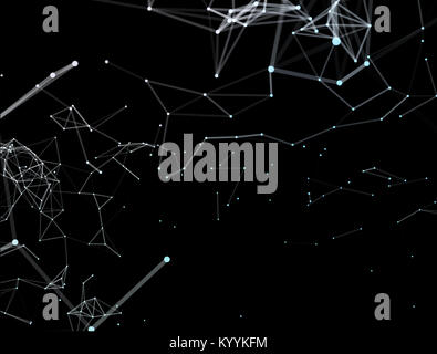 Globales Netzwerk Verbindungen mit Punkte und Linien. Drahtmodell von Design. 3D-Darstellung Stockfoto