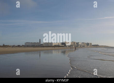 Panoramablick auf die Stadt Borkum an einem Wintertag Stockfoto