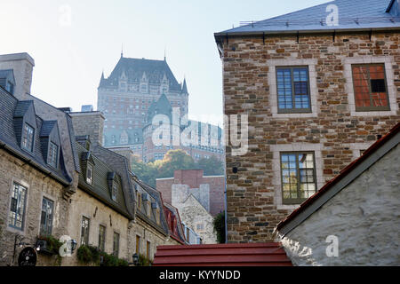 Unter der Burg. In der Altstadt von Quebec City, Petit Champlain district genommen Stockfoto