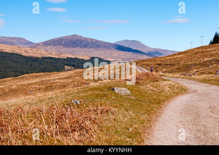Wandern entlang der West Highland Way zwischen Tyndrum und Brücke von Orchy, Schottland Stockfoto