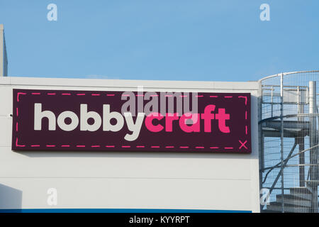 Hobbycraft shop Schilder oder Zeichen, Großbritannien Stockfoto