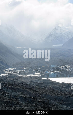 Suchen der Tasman Gletscher Endmoräne Mt Cook Aoraki Neuseeland 2007 Stockfoto